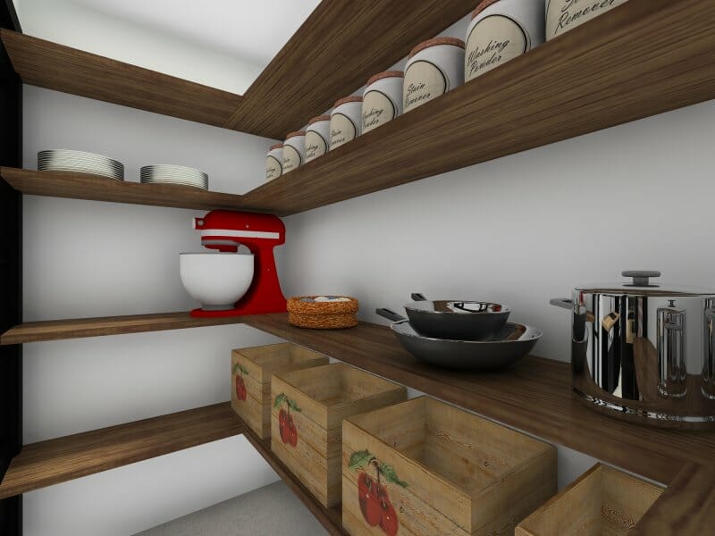 3D Photo showcasing the inside of a pantry.