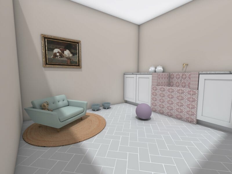 3D Photo of a pastel room for pets.