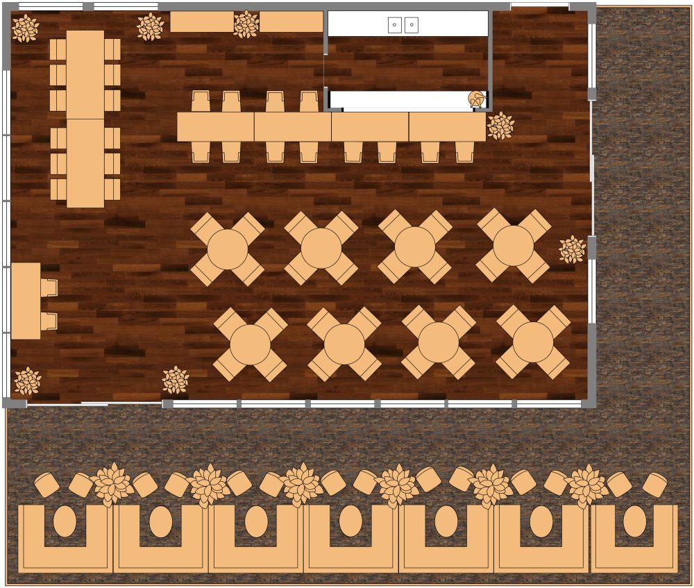 Rooftop Bar Floor Plan 2D