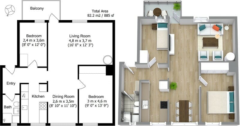 RoomSketcher 2D and 3D Real Estate Floor Plans With Labels