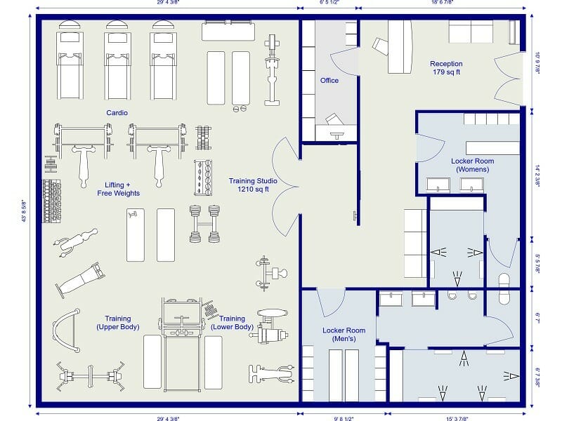2D gym floor plan