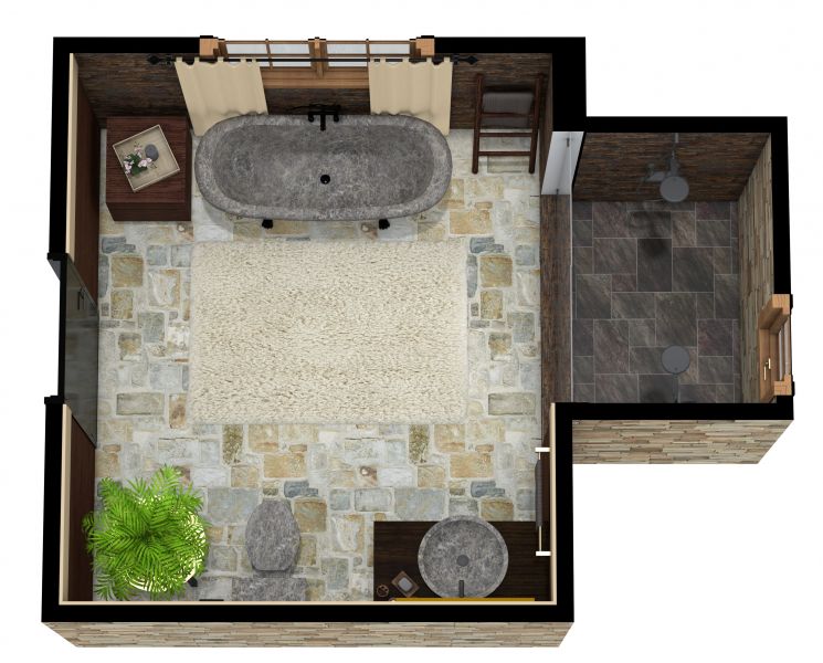 Rustic Bathroom Layout 3D Floor Plan