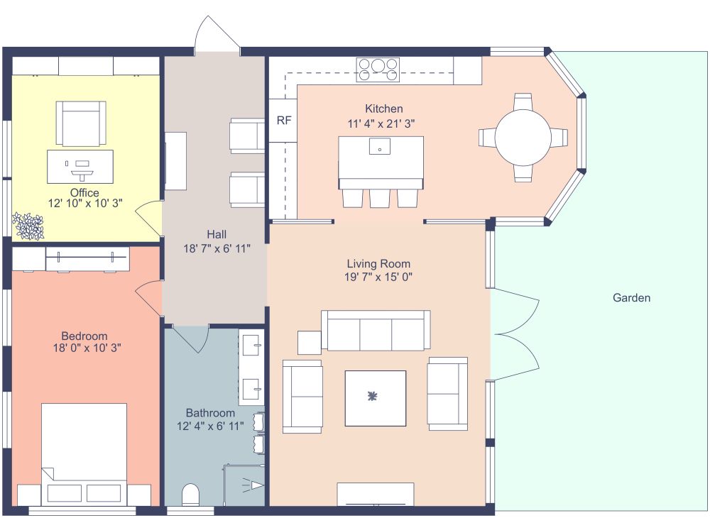 Semi Open 2D Floor Plan