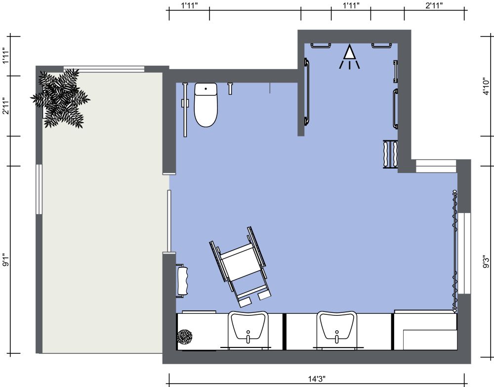 Senior Accessible Bathroom 2D Floor Plan