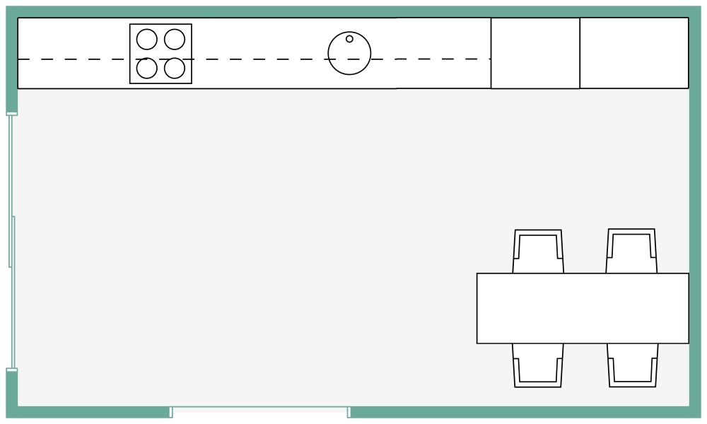 Single Wall Kitchen Layout 2D Floor Plan