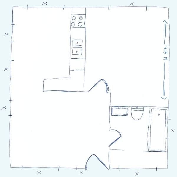 Sketch of a simple floor plan.