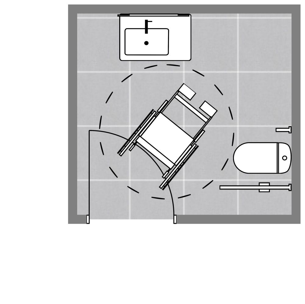 Small ADA Bathroom 2D Floor Plan