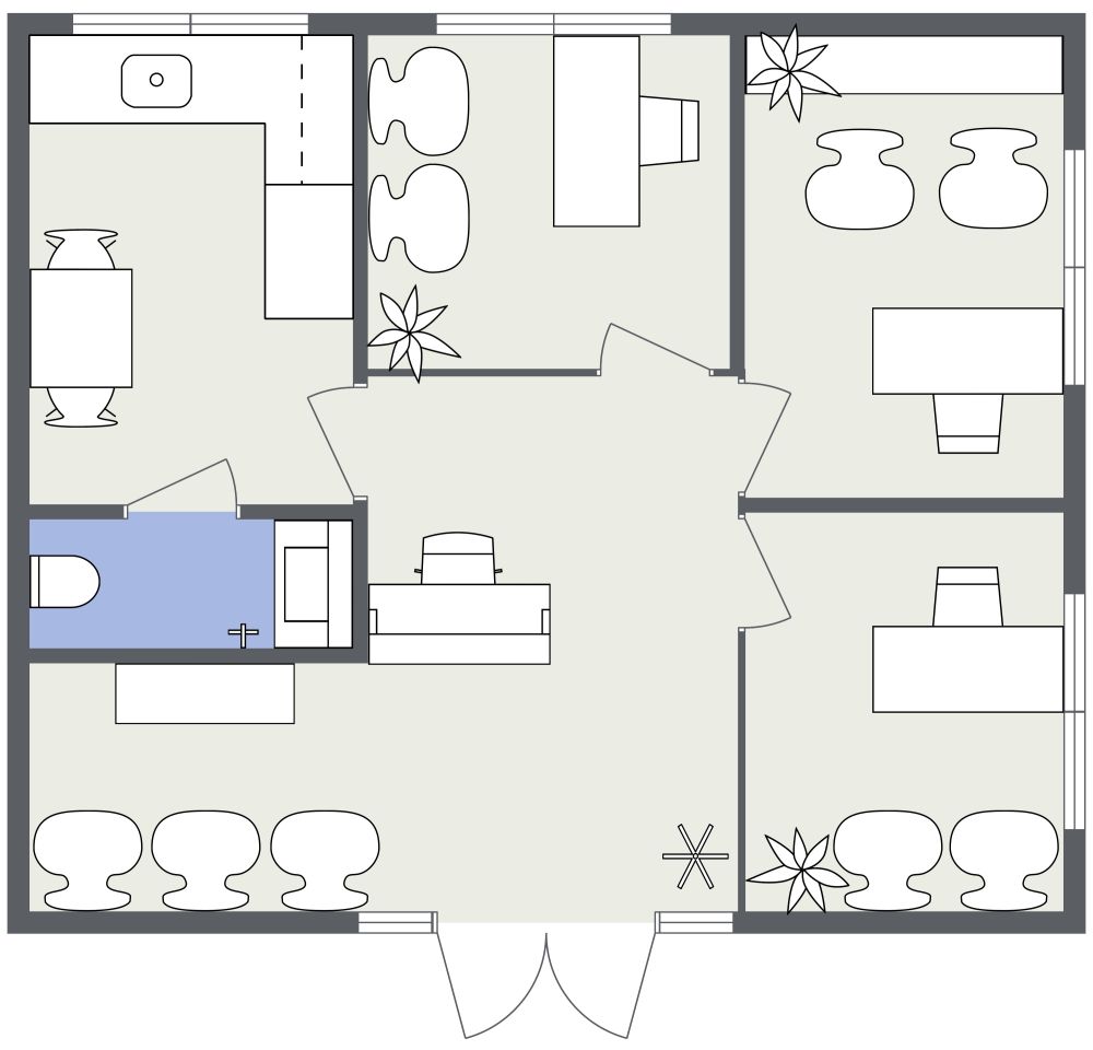Small Open Office 2D Floor Plan