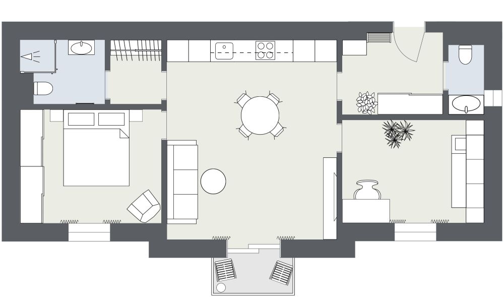 Small Two Bedroom Apartment Layout 2D