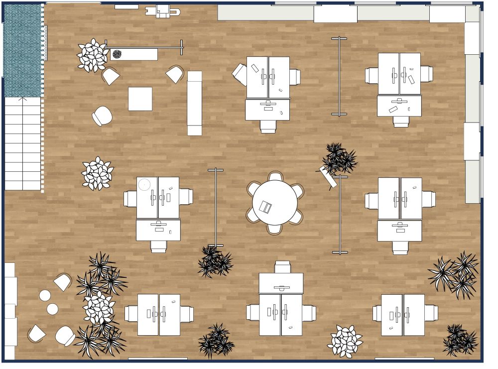 Spacious Open Office 2D Floor Plan