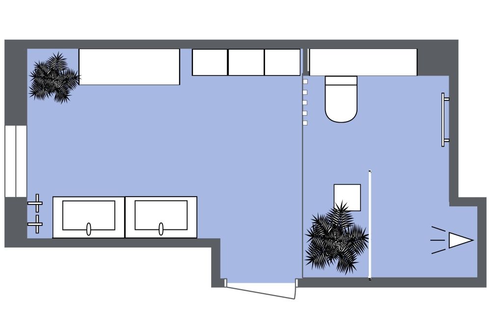 Scandinavian Style Bathroom Layout in 2D