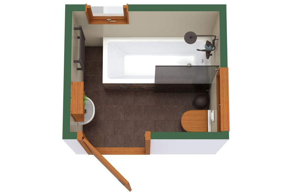 Square Craftsman Style Bathroom