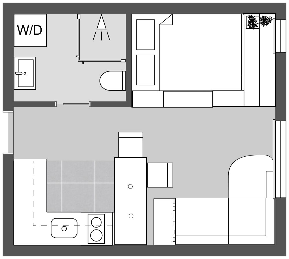 Studio Apartment with Clever Storage 2D Floor Plan
