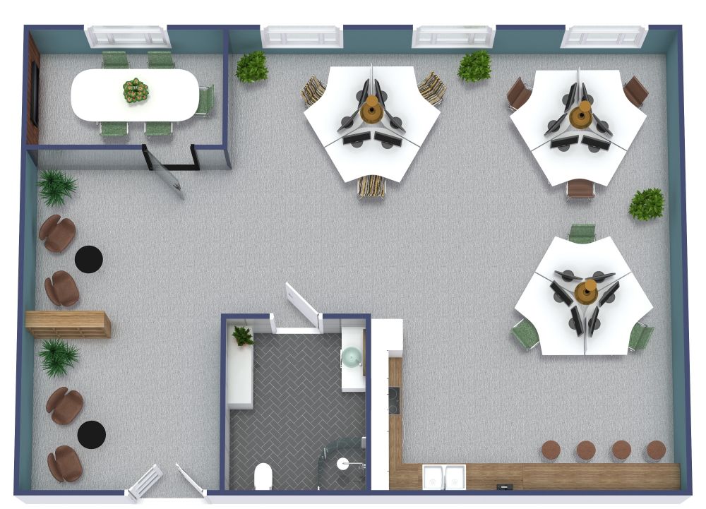 Stylish Small Office with Open Layout