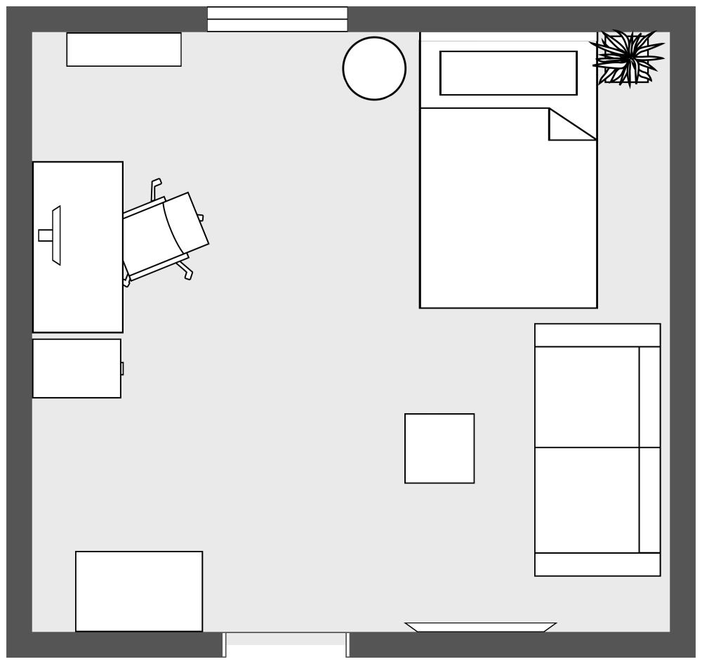 Teenage Boy Bedroom 2D Floor Plan