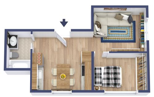 Tiny House Design With 1 Bedroom 