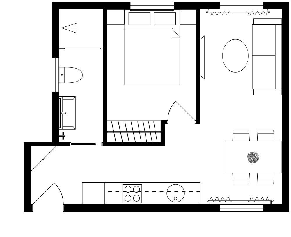 Tiny House Interior 2D Floor Plan