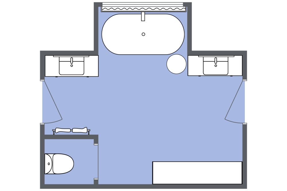 Traditional Jack and Jill Bathroom Design 2D Floor Plan