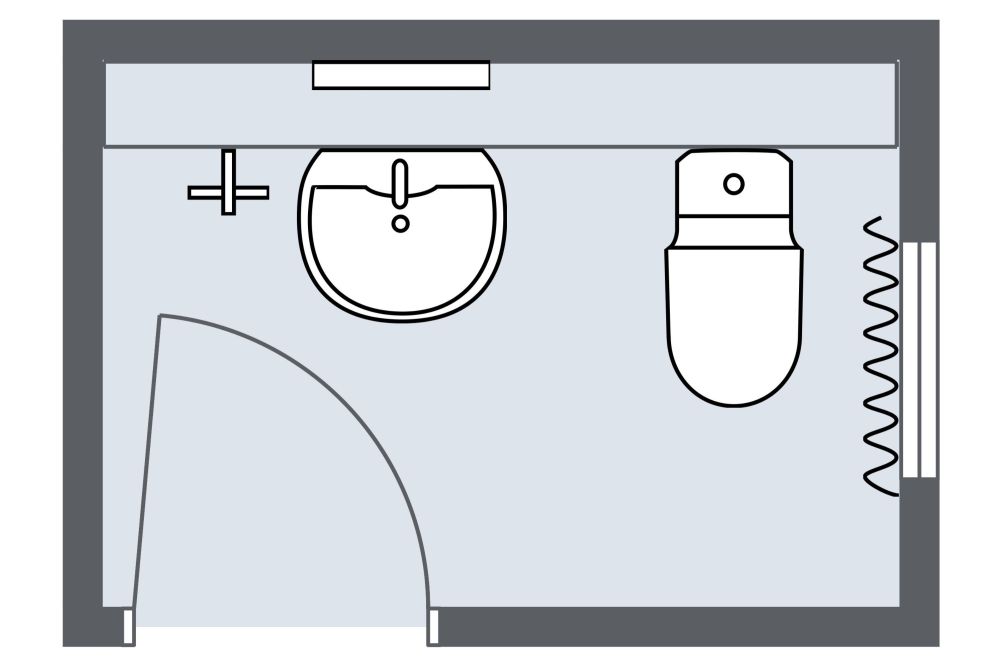 Traditional Powder Room Design 2D Floor Plan