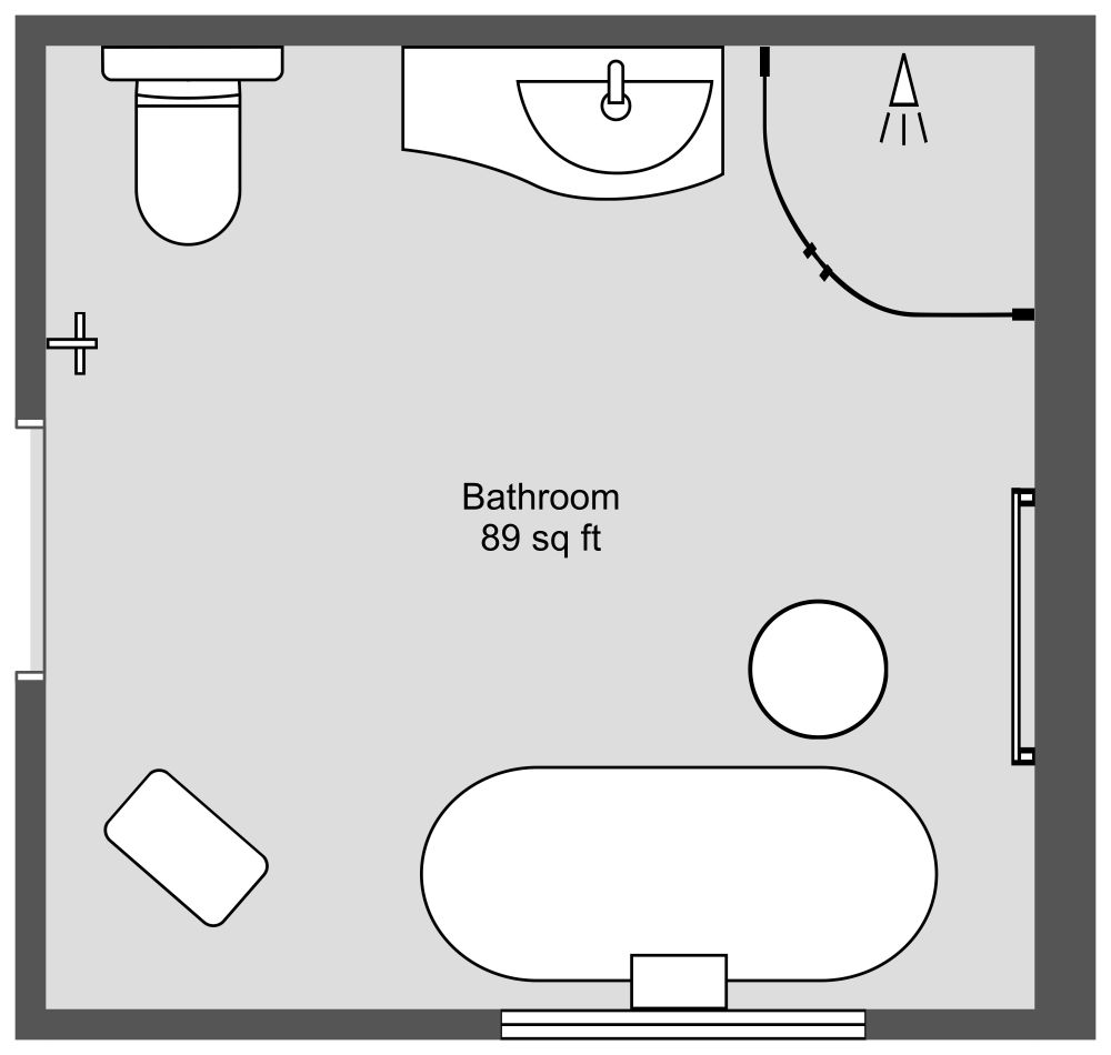 Transitional Bathroom Décor 2D Floor Plan