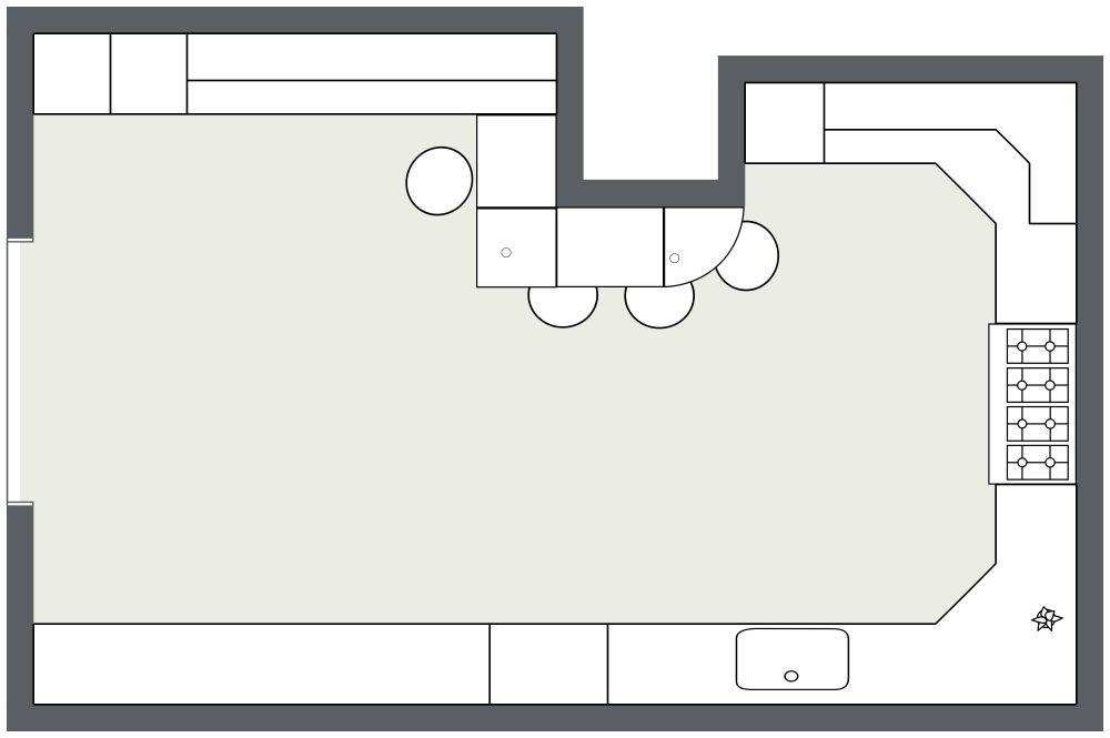 Trendy Kitchen 3D Layout with Breakfast Bar