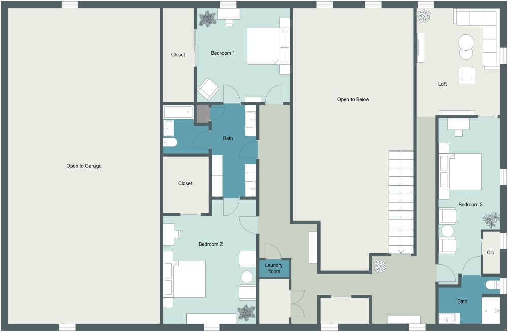 Two Story Barndominium Plan 2D First Floor