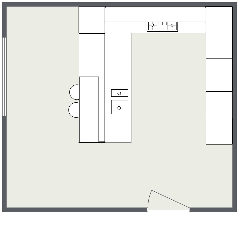 U-shaped Kitchen With Breakfast Bar 2D Floor Plan
