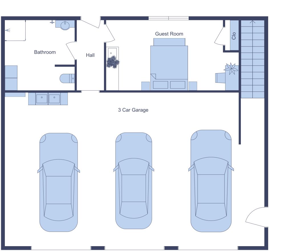 Walkout Basement Floor Plan 3D