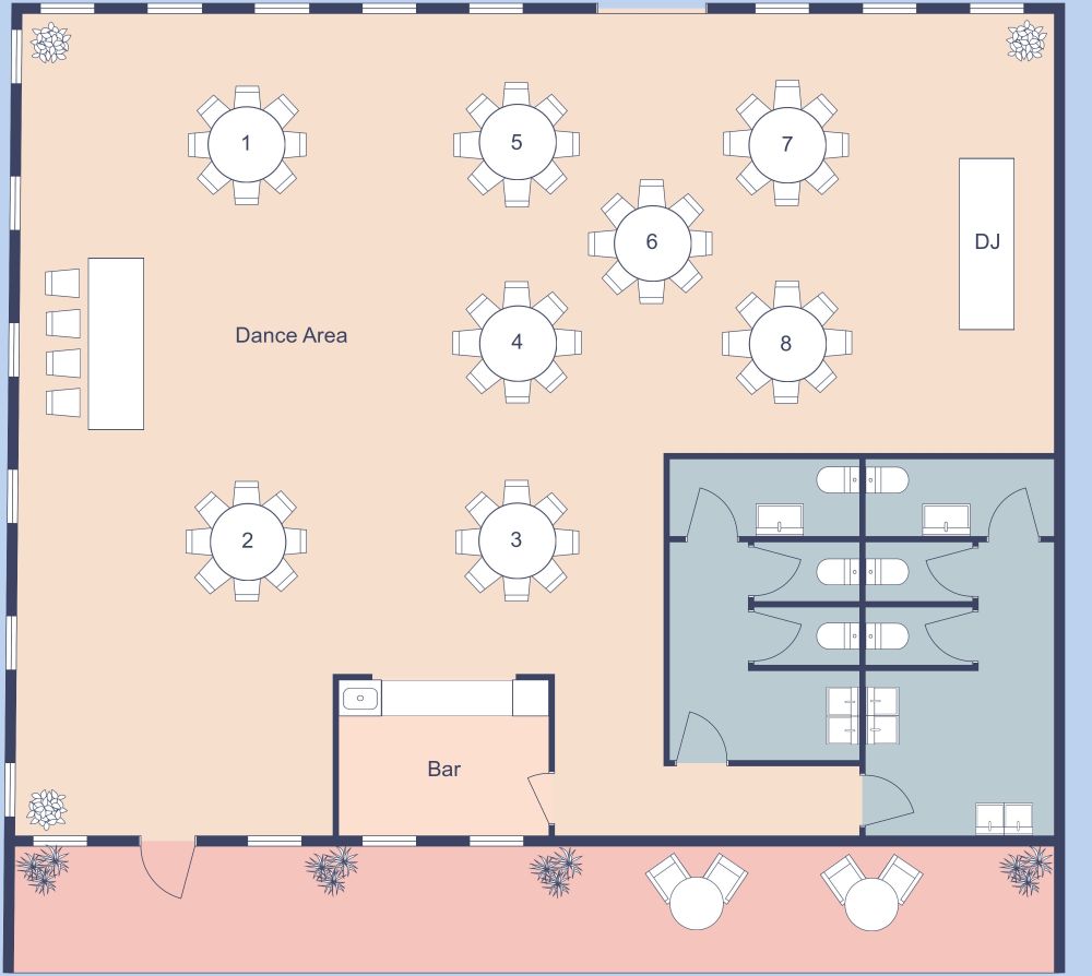 Wedding Venue 2D Floor Plan with Round Tables