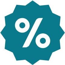 A percentage sign denoting the discount available to new users who sign up using the RoomSketcher affiliate link.
