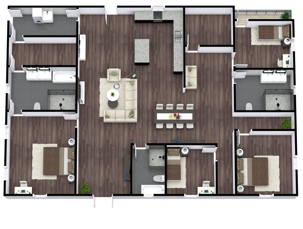 Barndominium 3D House Plan Model 4254