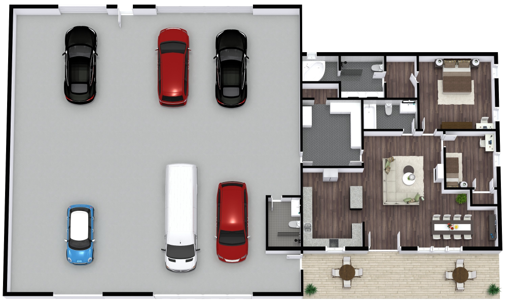 Barndominium 3D House Plan Model 4257