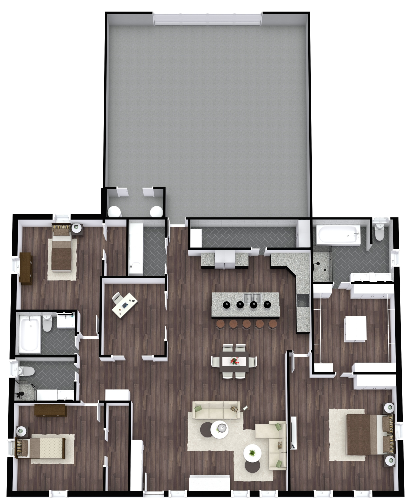 Barndominium 3D House Plan Model 4266